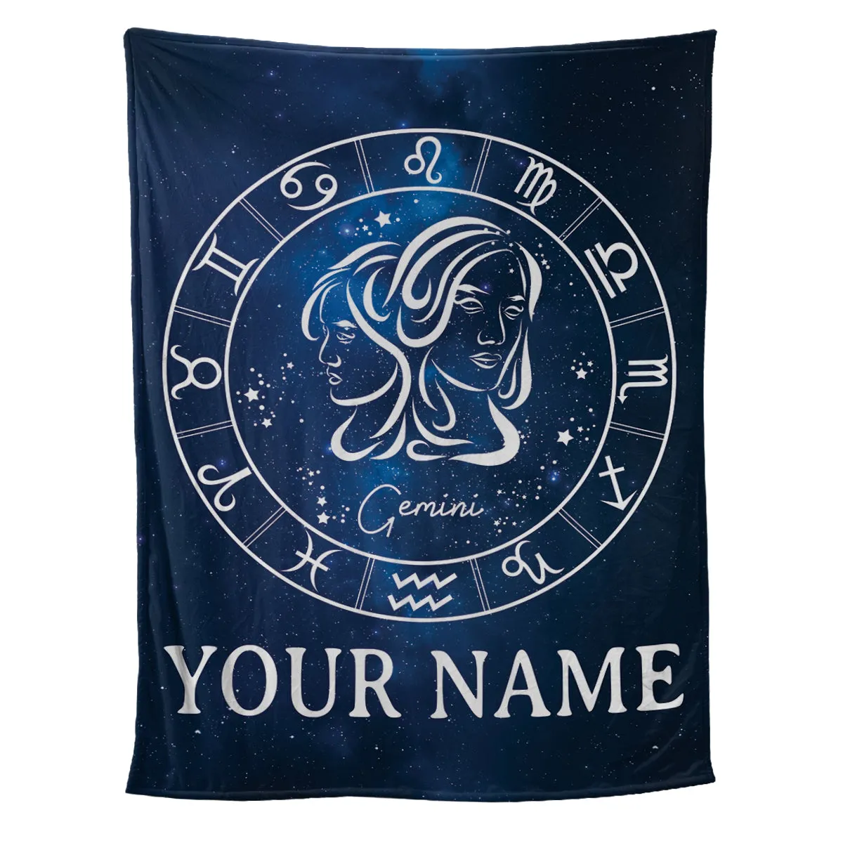 Teesdily | Gemini Personalized Fleece Blanket With Name Horoscope Design Sherpa Blanket Zodiac Sign Constellation Astrology Adult Kid Birthday Gifts