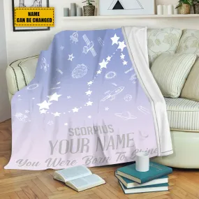 Teesdily | Scorpius Customized Fleece Blanket Constellation Blanket You Were Born To Shine Fleece Personalized Name Zodiac Blankets Astrology Gifts