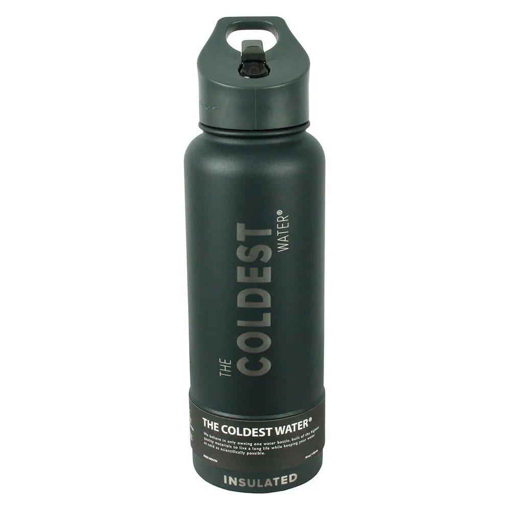 The Coldest Sports Water Bottle 40 oz Straw Lid Stainless Steel Gun Metal Gray