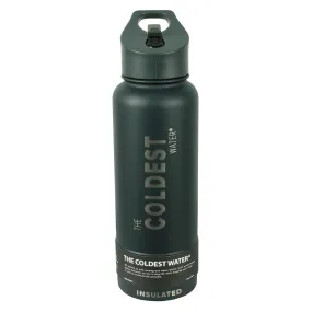 The Coldest Sports Water Bottle 40 oz Straw Lid Stainless Steel Gun Metal Gray