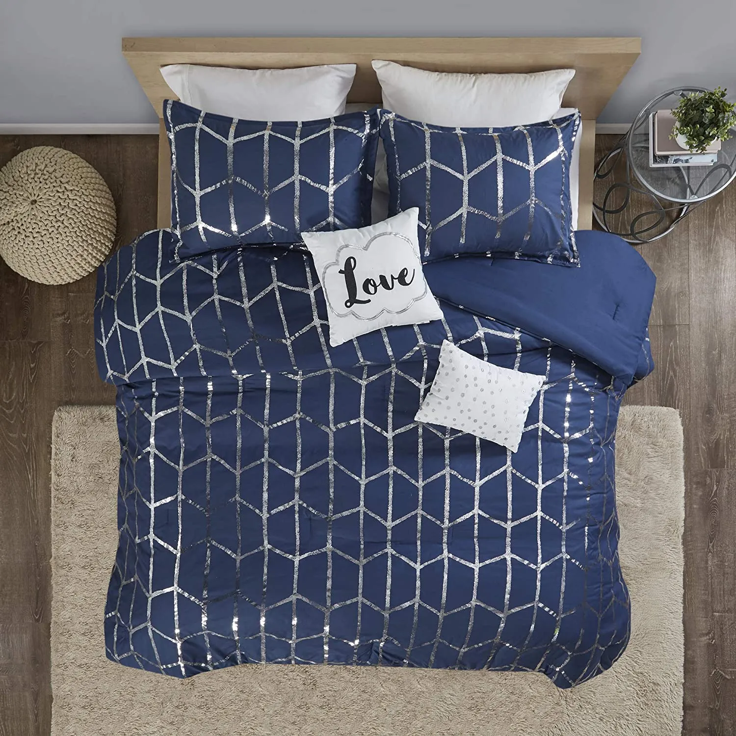 The Metallic Navy Bed Set