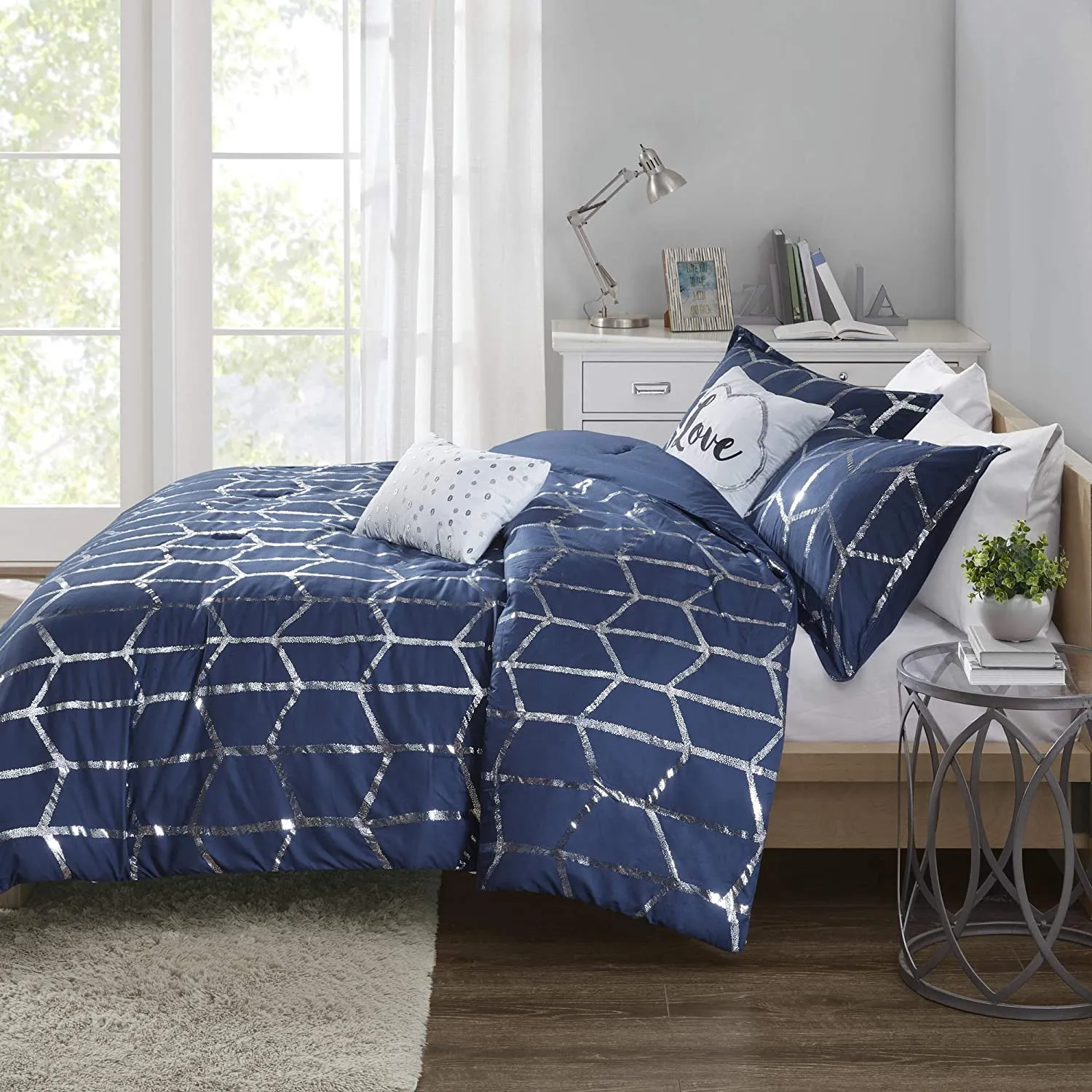 The Metallic Navy Bed Set