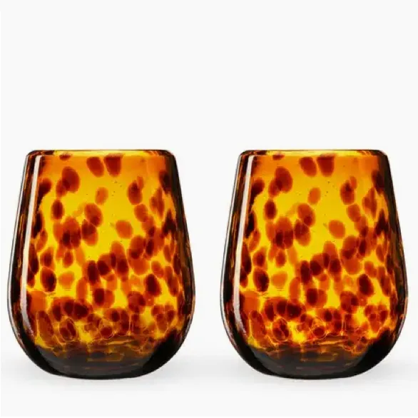 Tortoise Stemless Wine Glasses - Set of 2