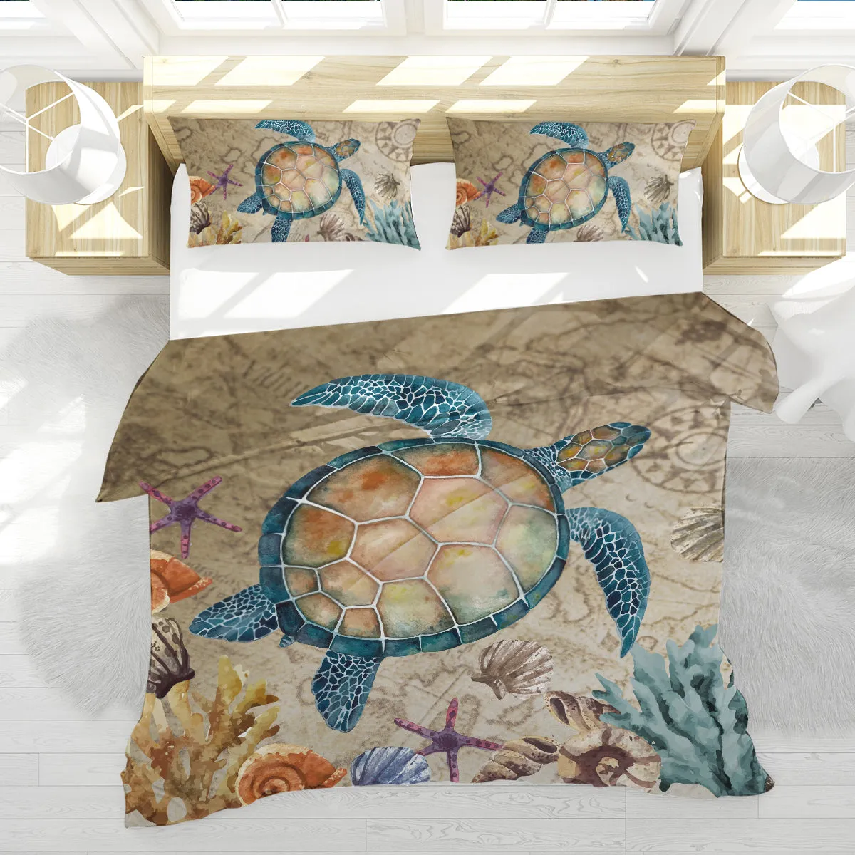 Turtle Island Reversible Bed Cover Set