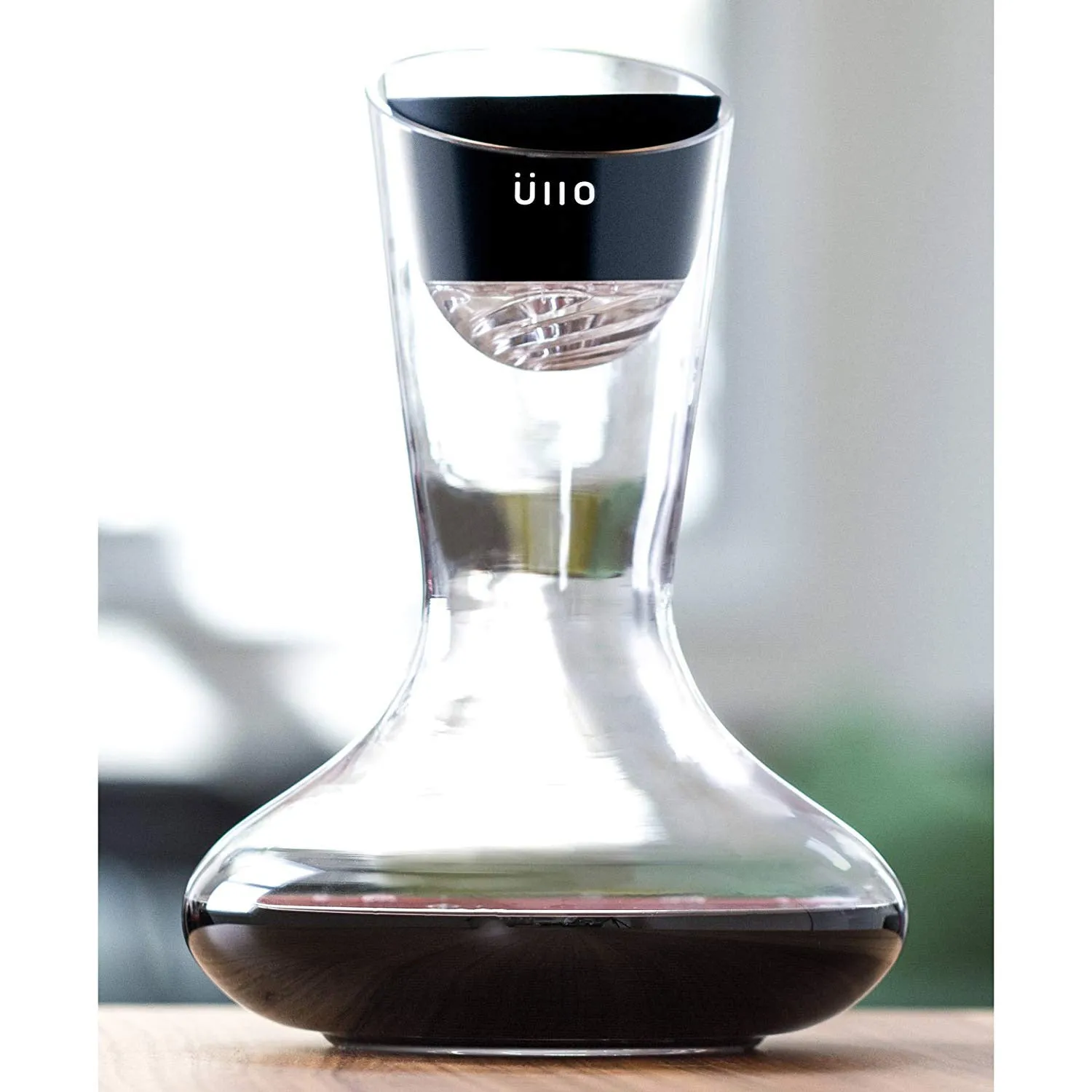 Ullo Wine Purifier with Hand Blown Glass Decanter, 6 Selective Sulfite Filters, 750 mL