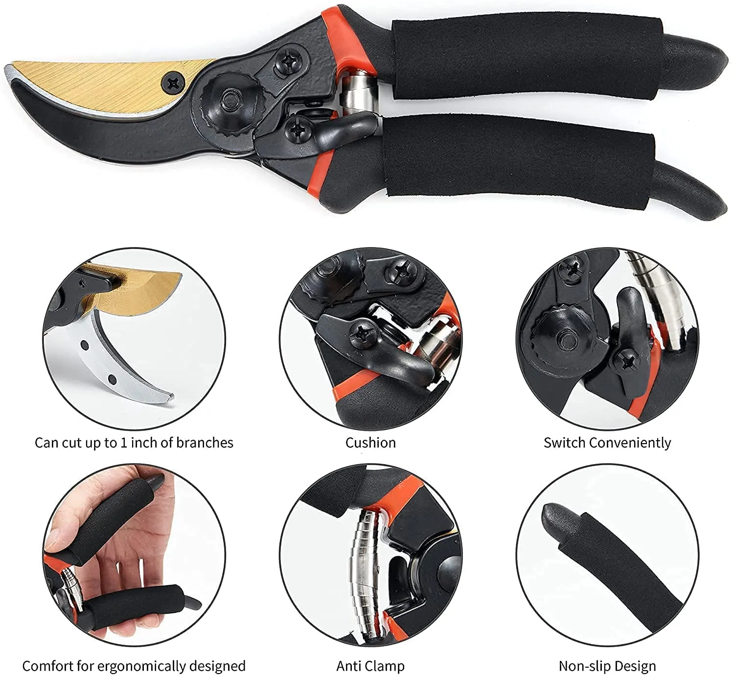 Urbane Home Heavy Duty Gardening Shears|Black |FB8621B