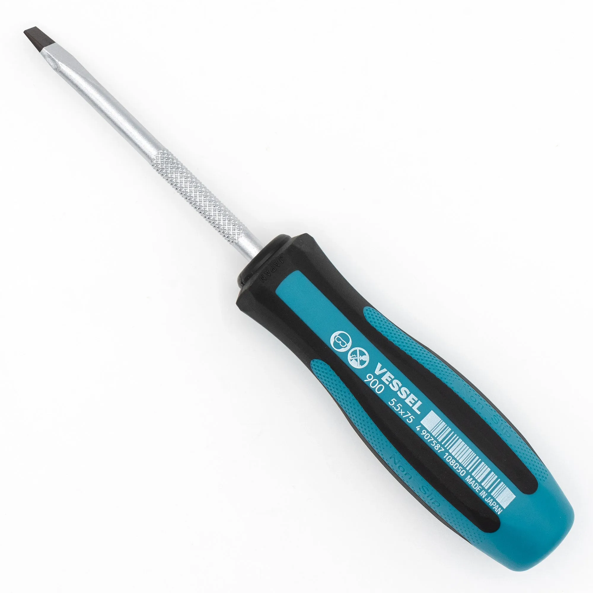 Vessel 900 S5.5 75 Slotted 5.5mm (7/32') x 3" Blade (O.A.L. 7") Magnetic Megadora Flat Blade Screwdriver