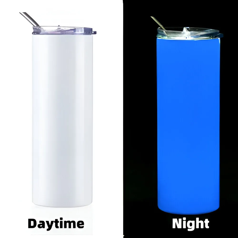 Water Bottles - GLOW IN DARK - 600ml - BLUE - Stainless Steel