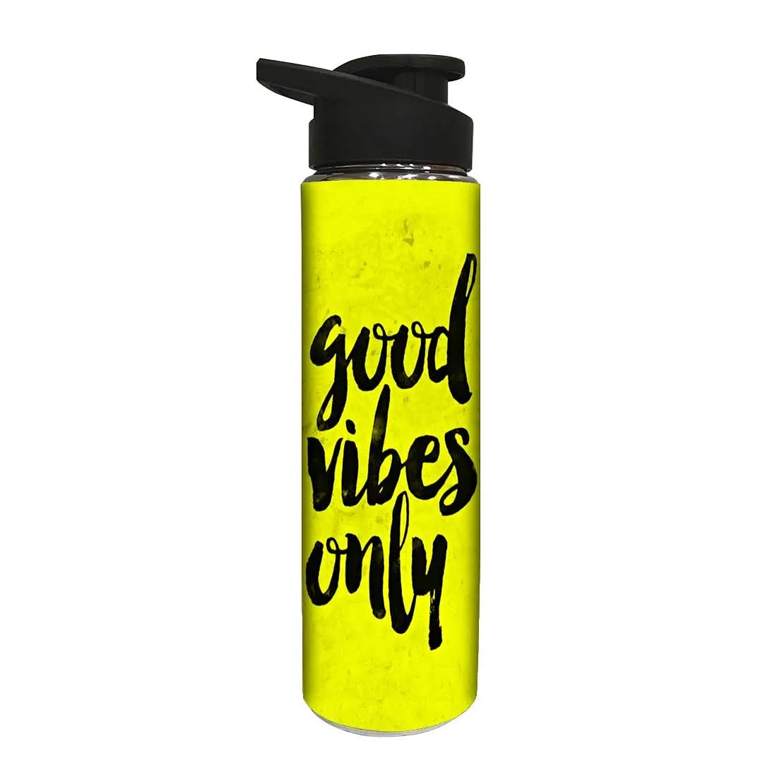 Yellow Stainless Steel Sipper Bottle Drink Water - Good Vibes Only