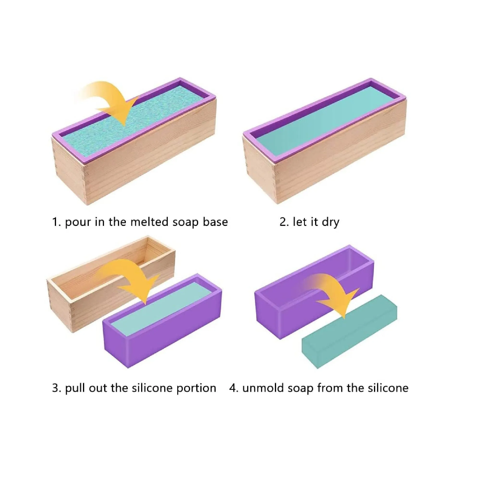 YGEOMER Soap Molds 2pcs 42oz | Silicone Soap Mold for Soap Making | Rectangular Loaf Soap Mold with Wooden Boxes | 2 Cutters and 100pcs Bags