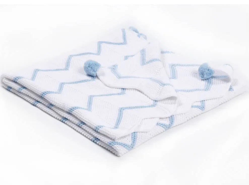 Zsa Zsa & LoLLi - Blue Chevron Stroller Quilt